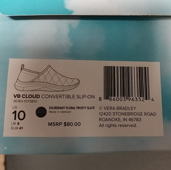 Vera Bradley VB Cloud Convertible Slip-On Shoe Women's 10 Navy Blue & Floral - Picture 8 of 16